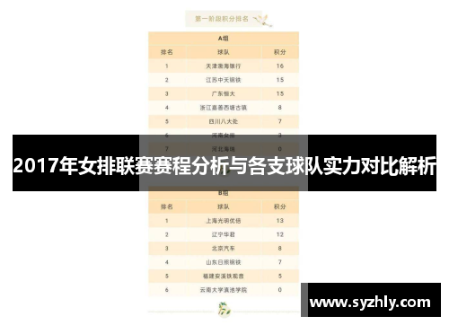 2017年女排联赛赛程分析与各支球队实力对比解析